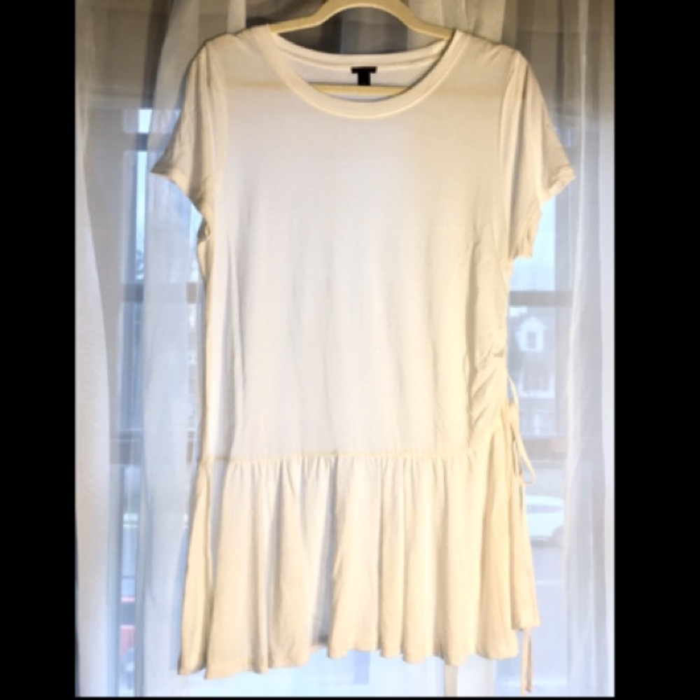 J. Crew Drawstring Peplum Tee in White